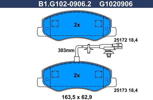 Galfer B1.G102-0906.2 - Kit de plaquettes de frein, frein à disque cwaw.fr