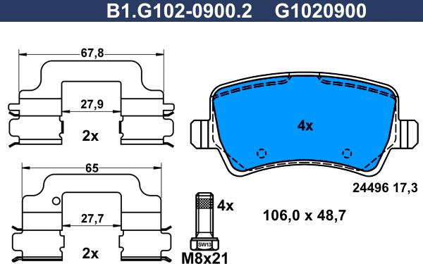 Galfer B1.G102-0900.2 - Kit de plaquettes de frein, frein à disque cwaw.fr