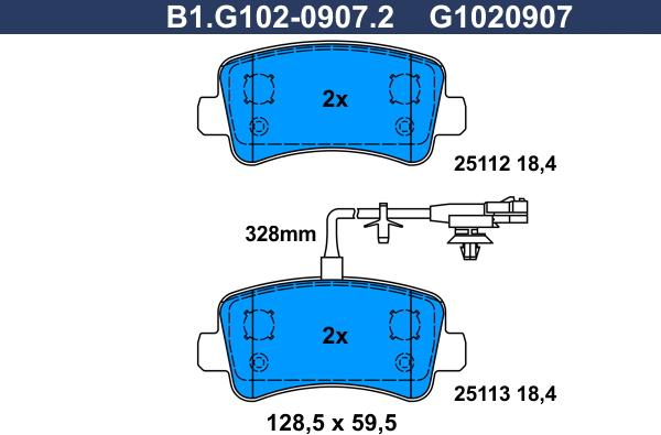 Galfer B1.G102-0907.2 - Kit de plaquettes de frein, frein à disque cwaw.fr