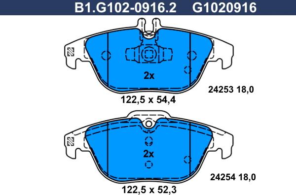 Galfer B1.G102-0916.2 - Kit de plaquettes de frein, frein à disque cwaw.fr