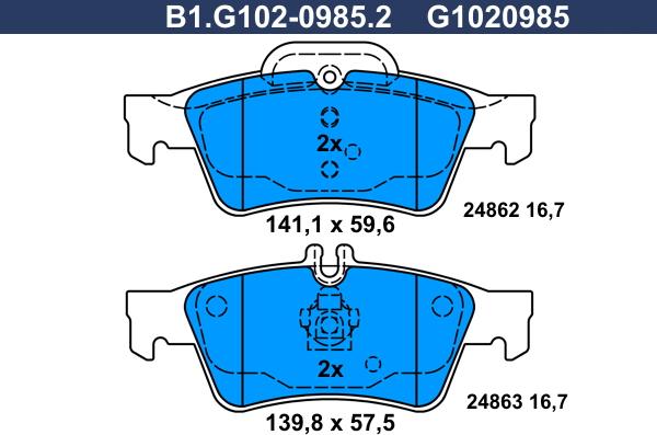 Galfer B1.G102-0985.2 - Kit de plaquettes de frein, frein à disque cwaw.fr