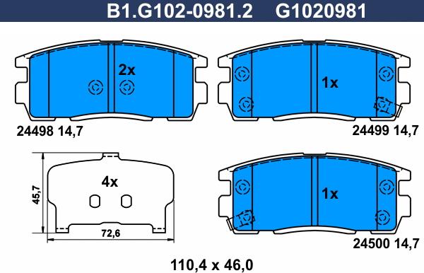 Galfer B1.G102-0981.2 - Kit de plaquettes de frein, frein à disque cwaw.fr