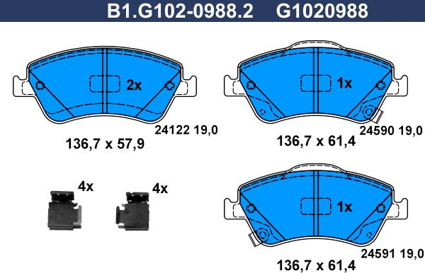 Galfer B1.G102-0988.2 - Kit de plaquettes de frein, frein à disque cwaw.fr