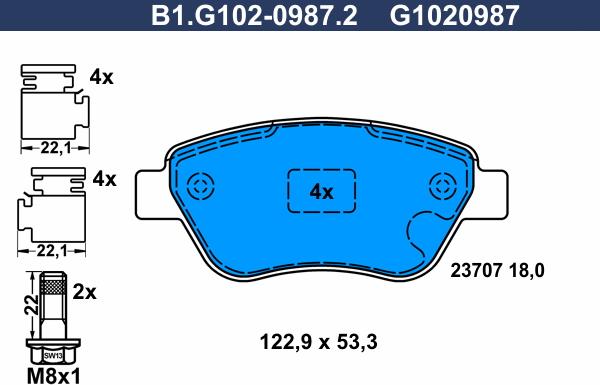 Galfer B1.G102-0987.2 - Kit de plaquettes de frein, frein à disque cwaw.fr