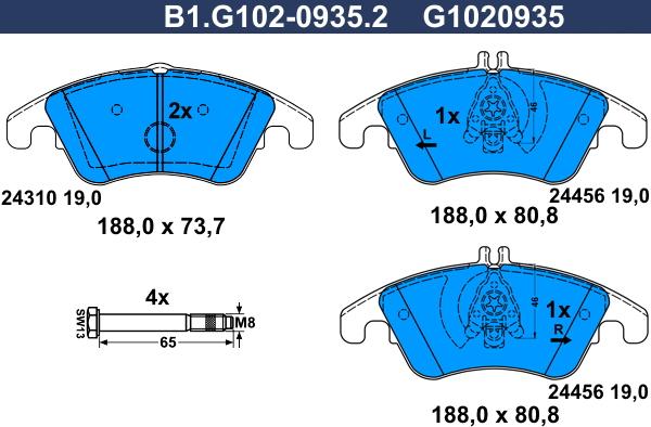 Galfer B1.G102-0935.2 - Kit de plaquettes de frein, frein à disque cwaw.fr