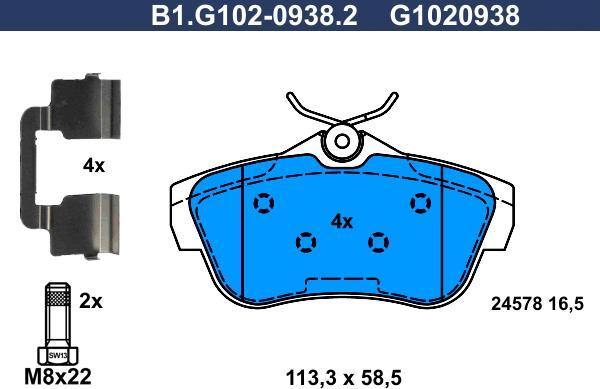 Galfer B1.G102-0938.2 - Kit de plaquettes de frein, frein à disque cwaw.fr