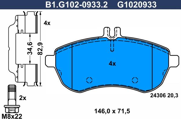 Galfer B1.G102-0933.2 - Kit de plaquettes de frein, frein à disque cwaw.fr