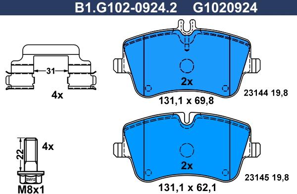 Galfer B1.G102-0924.2 - Kit de plaquettes de frein, frein à disque cwaw.fr