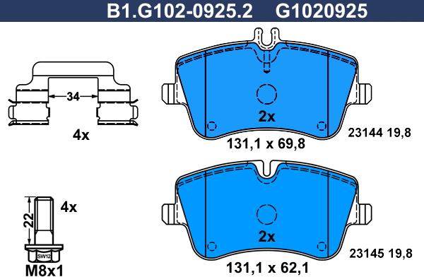 Galfer B1.G102-0925.2 - Kit de plaquettes de frein, frein à disque cwaw.fr