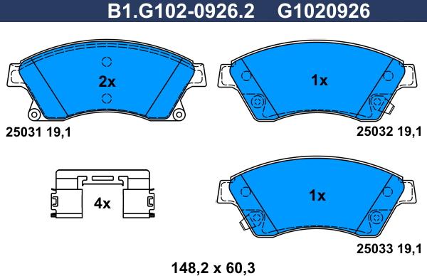 Galfer B1.G102-0926.2 - Kit de plaquettes de frein, frein à disque cwaw.fr