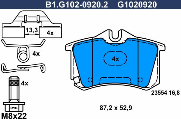 Galfer B1.G102-0920.2 - Kit de plaquettes de frein, frein à disque cwaw.fr