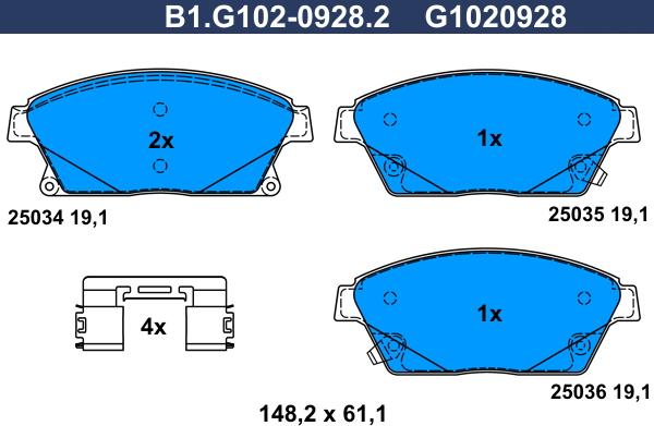 Galfer B1.G102-0928.2 - Kit de plaquettes de frein, frein à disque cwaw.fr