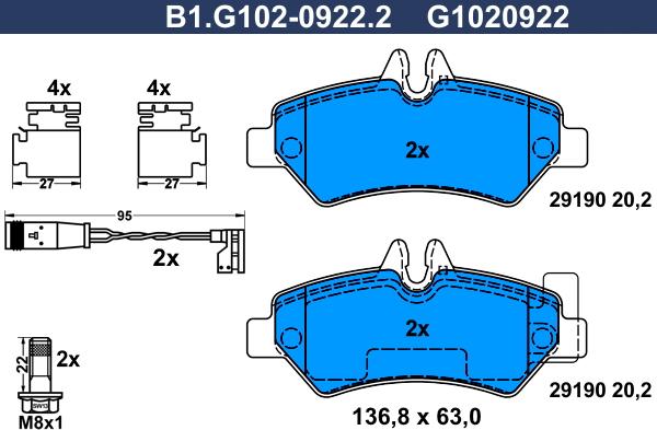 Galfer B1.G102-0922.2 - Kit de plaquettes de frein, frein à disque cwaw.fr