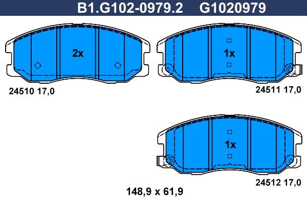 Galfer B1.G102-0979.2 - Kit de plaquettes de frein, frein à disque cwaw.fr