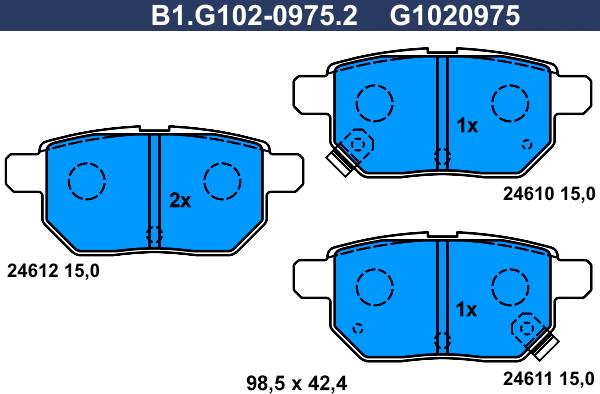 Galfer B1.G102-0975.2 - Kit de plaquettes de frein, frein à disque cwaw.fr