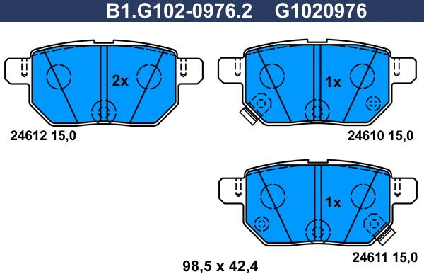 Galfer B1.G102-0976.2 - Kit de plaquettes de frein, frein à disque cwaw.fr