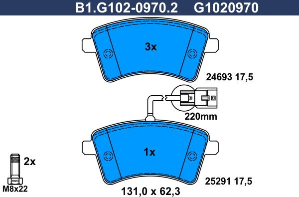 Galfer B1.G102-0970.2 - Kit de plaquettes de frein, frein à disque cwaw.fr