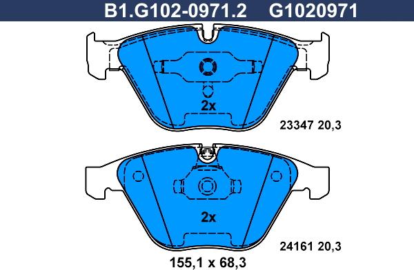 Galfer B1.G102-0971.2 - Kit de plaquettes de frein, frein à disque cwaw.fr