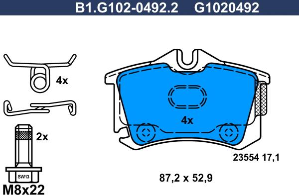 Galfer B1.G102-0492.2 - Kit de plaquettes de frein, frein à disque cwaw.fr