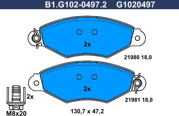 Galfer B1.G102-0497.2 - Kit de plaquettes de frein, frein à disque cwaw.fr