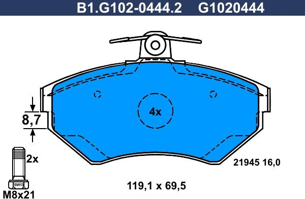 Galfer B1.G102-0444.2 - Kit de plaquettes de frein, frein à disque cwaw.fr