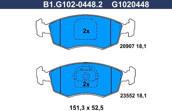 Galfer B1.G102-0448.2 - Kit de plaquettes de frein, frein à disque cwaw.fr