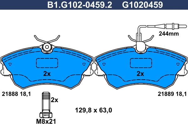 Galfer B1.G102-0459.2 - Kit de plaquettes de frein, frein à disque cwaw.fr