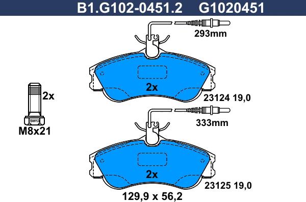 Galfer B1.G102-0451.2 - Kit de plaquettes de frein, frein à disque cwaw.fr