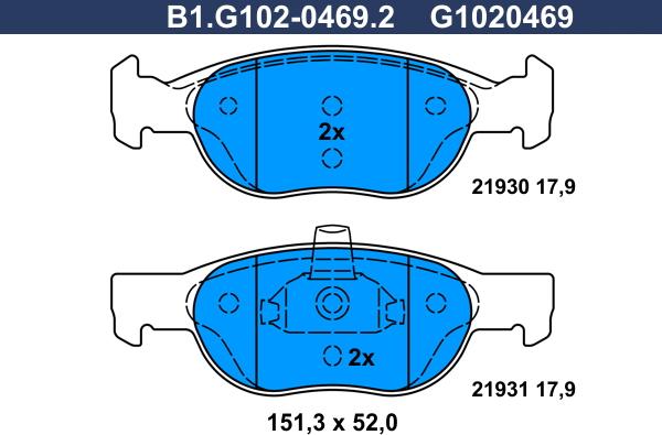 Galfer B1.G102-0469.2 - Kit de plaquettes de frein, frein à disque cwaw.fr