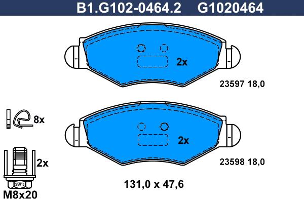 Galfer B1.G102-0464.2 - Kit de plaquettes de frein, frein à disque cwaw.fr