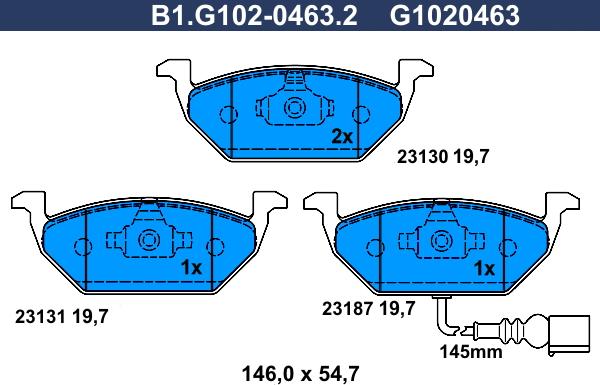 Galfer B1.G102-0463.2 - Kit de plaquettes de frein, frein à disque cwaw.fr