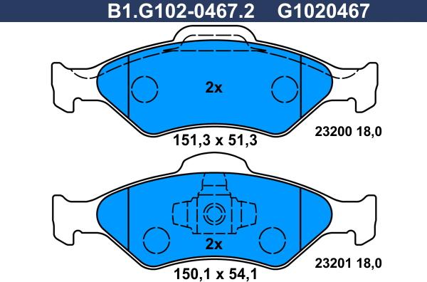 Galfer B1.G102-0467.2 - Kit de plaquettes de frein, frein à disque cwaw.fr