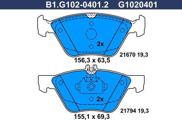 Galfer B1.G102-0401.2 - Kit de plaquettes de frein, frein à disque cwaw.fr