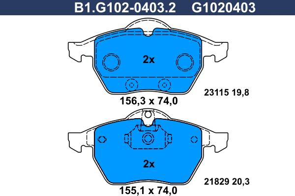 Galfer B1.G102-0403.2 - Kit de plaquettes de frein, frein à disque cwaw.fr