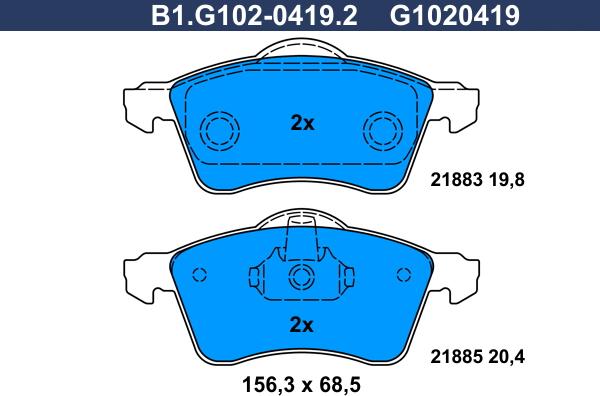 Galfer B1.G102-0419.2 - Kit de plaquettes de frein, frein à disque cwaw.fr