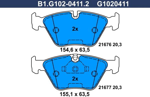 Galfer B1.G102-0411.2 - Kit de plaquettes de frein, frein à disque cwaw.fr