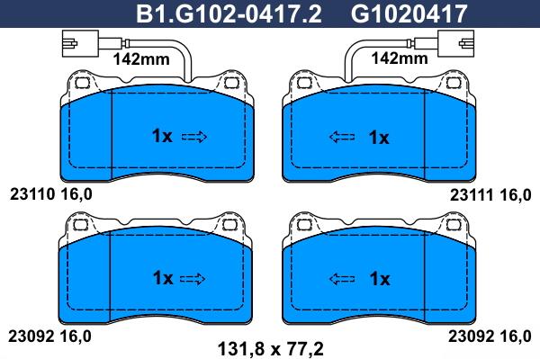 Galfer B1.G102-0417.2 - Kit de plaquettes de frein, frein à disque cwaw.fr