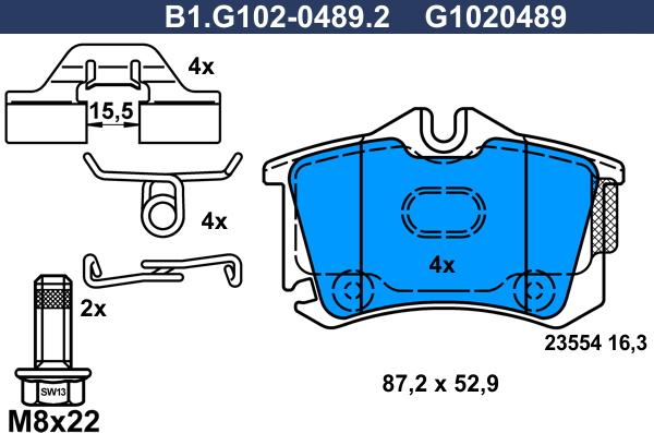 Galfer B1.G102-0489.2 - Kit de plaquettes de frein, frein à disque cwaw.fr