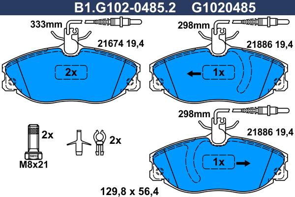 Galfer B1.G102-0485.2 - Kit de plaquettes de frein, frein à disque cwaw.fr