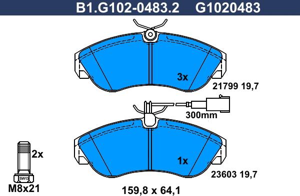 Galfer B1.G102-0483.2 - Kit de plaquettes de frein, frein à disque cwaw.fr