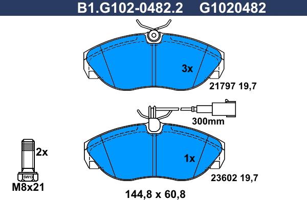 Galfer B1.G102-0482.2 - Kit de plaquettes de frein, frein à disque cwaw.fr