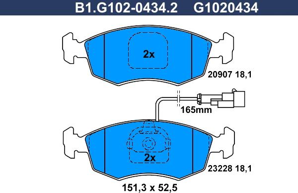 Galfer B1.G102-0434.2 - Kit de plaquettes de frein, frein à disque cwaw.fr