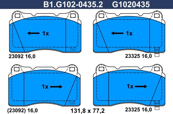 Galfer B1.G102-0435.2 - Kit de plaquettes de frein, frein à disque cwaw.fr