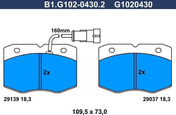 Galfer B1.G102-0430.2 - Kit de plaquettes de frein, frein à disque cwaw.fr