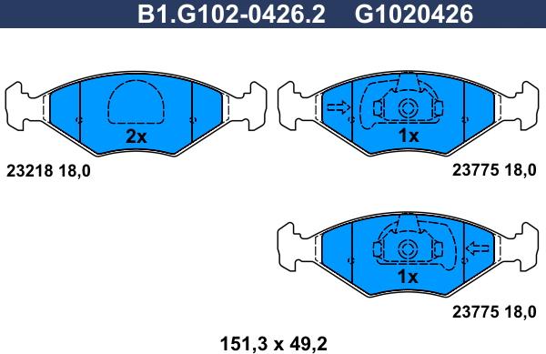 Galfer B1.G102-0426.2 - Kit de plaquettes de frein, frein à disque cwaw.fr