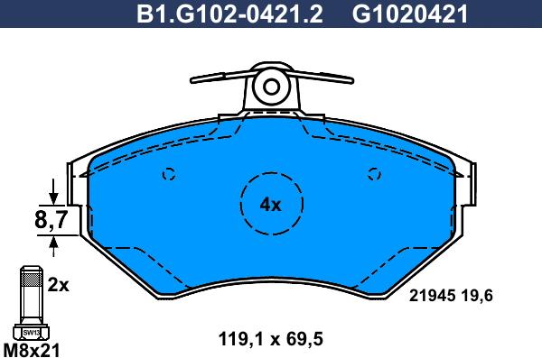 Galfer B1.G102-0421.2 - Kit de plaquettes de frein, frein à disque cwaw.fr