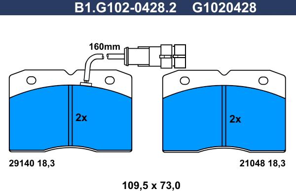 Galfer B1.G102-0428.2 - Kit de plaquettes de frein, frein à disque cwaw.fr