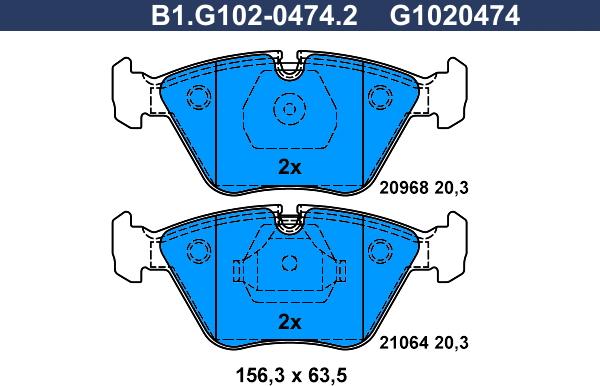 Galfer B1.G102-0474.2 - Kit de plaquettes de frein, frein à disque cwaw.fr