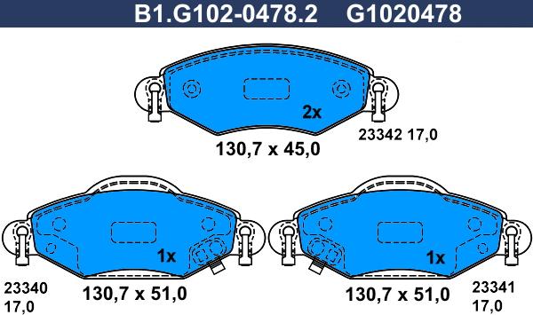 Galfer B1.G102-0478.2 - Kit de plaquettes de frein, frein à disque cwaw.fr