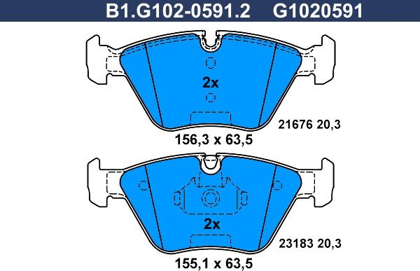 Galfer B1.G102-0591.2 - Kit de plaquettes de frein, frein à disque cwaw.fr